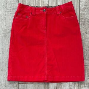 Boden bright red corduroy skirt, size 6, EUC